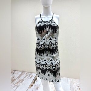 My Michelle Geometric Aztec Sequin Mini Sz 13 Party Tribal Print Bodycon Disco